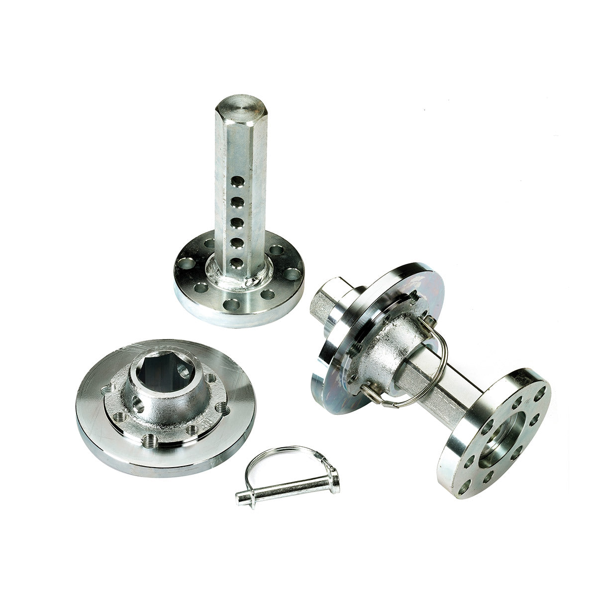 Bertolini adjustable axles with hubs – pair for 4.00 x 10" and 5.00 x 10" tires