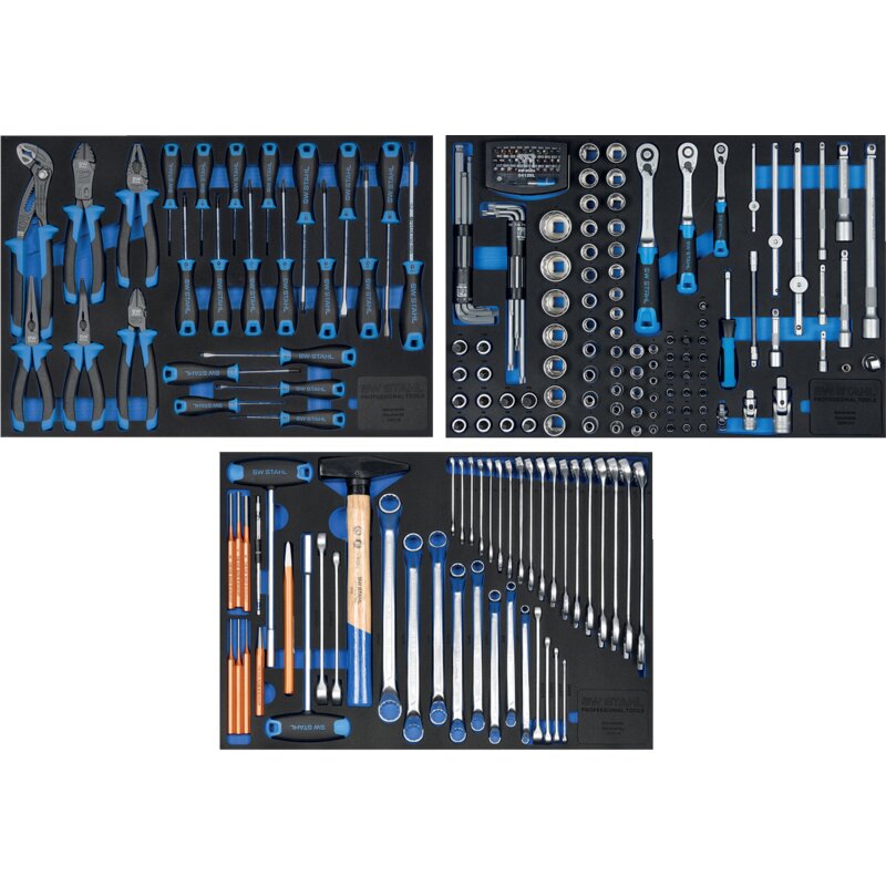 SW‑Stahl Werkstattwagen TT801 – 213‑tlg. bestückt, 8 Schubladen, Profi-Ausführung
