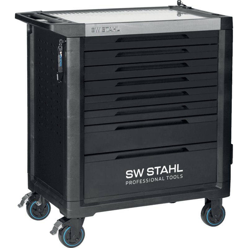 SW‑Stahl Werkstattwagen TT802 mit 8 XL-Schubladen und 304‑teiliger Werkzeugsortierung in Schaumstoffmodulen