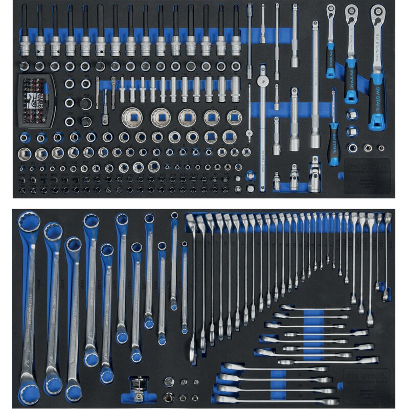 SW‑Stahl Werkstattwagen TT802 mit 8 Schubladen und 338‑teiligem Werkzeugmodul in Profi-Ausführung
