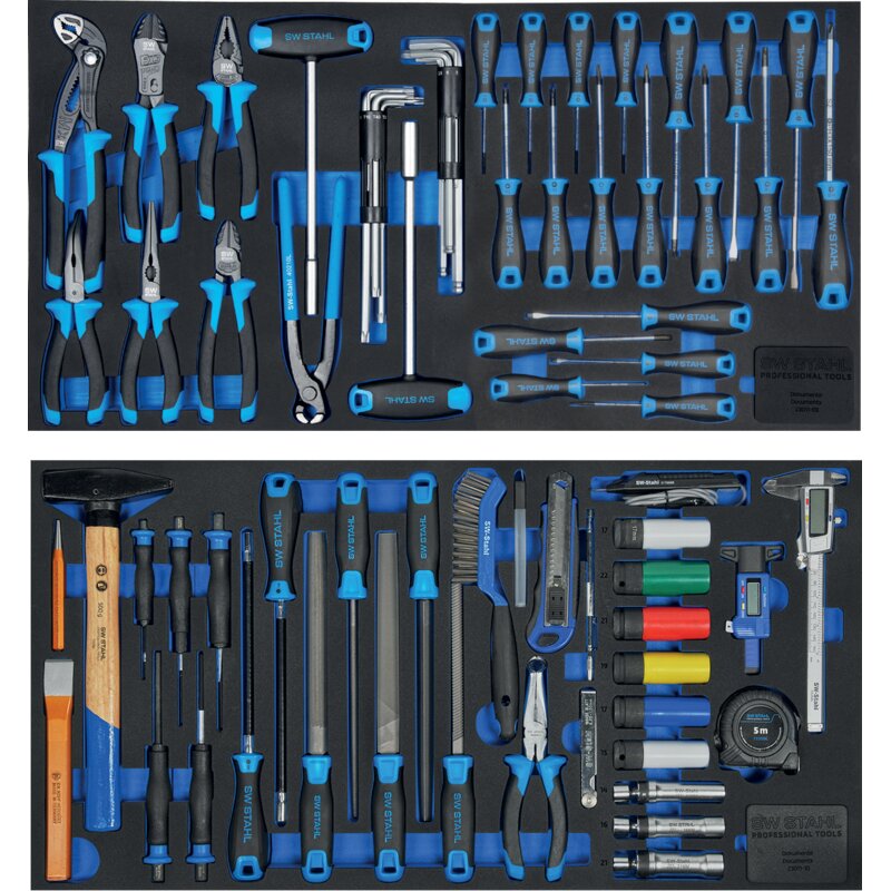 SW‑Stahl Werkstattwagen TT802 mit 8 Schubladen und 338‑teiligem Werkzeugmodul in Profi-Ausführung