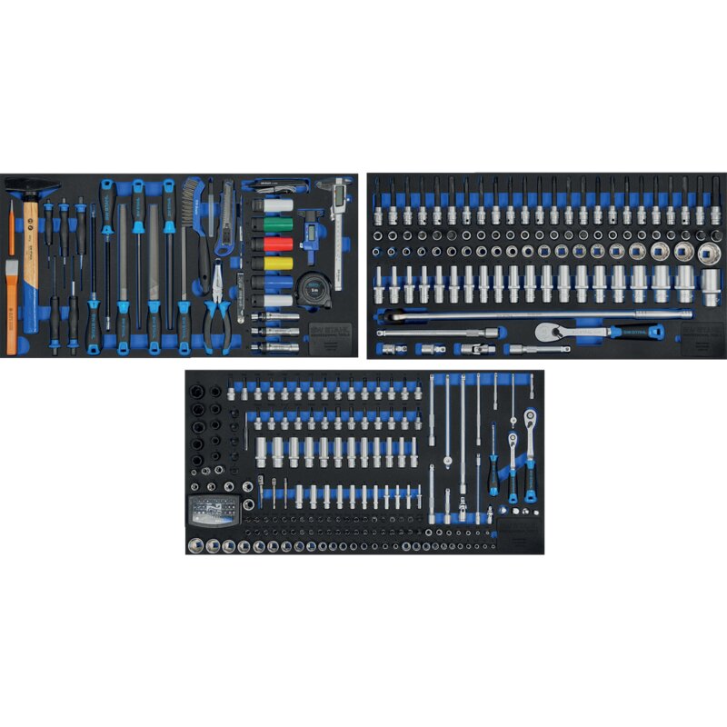 SW‑Stahl Werkstattwagen TT802 mit 8 Schubladen – 434-teiliges Werkzeugsortiment in Schaumstoffmodulen