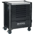 SW‑Stahl Werkstattwagen TT802 in Schwarz mit 8 Schubladen und Edelstahl-Oberfläche
