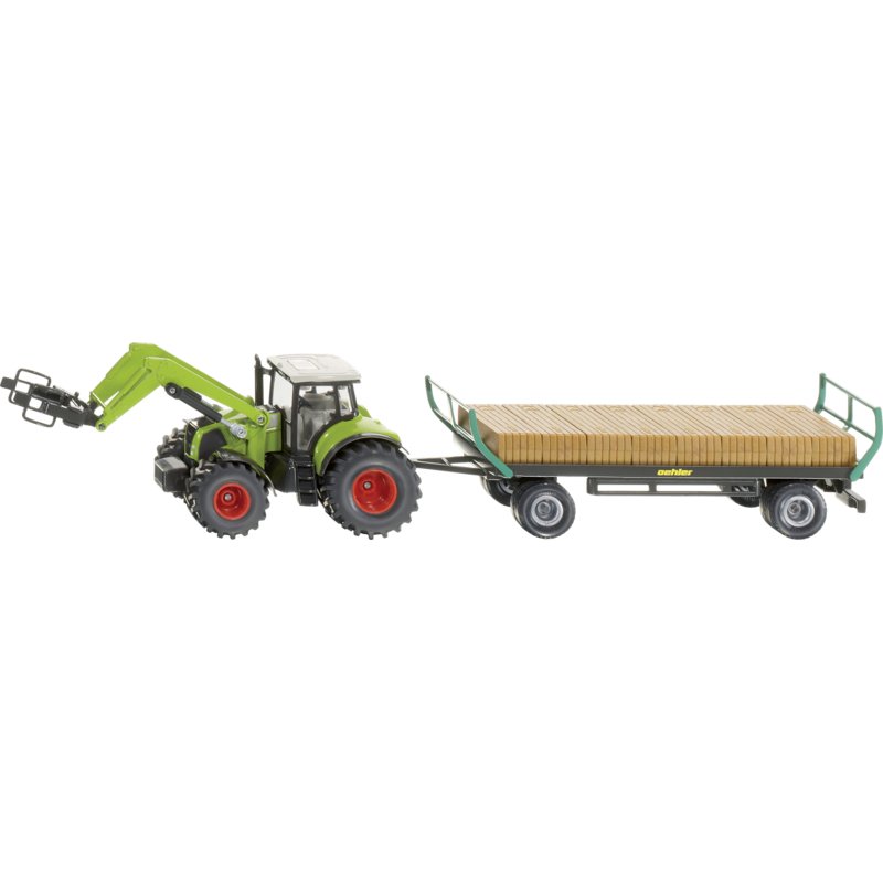 Claas tractor with bale wagon toy