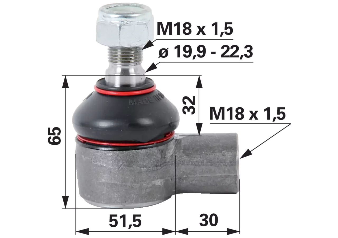 Kugelgelenk M18 x 1,5 anstelle von Steyr 133700431009 GartenShop24 - Hochwertige Gartengeräte
