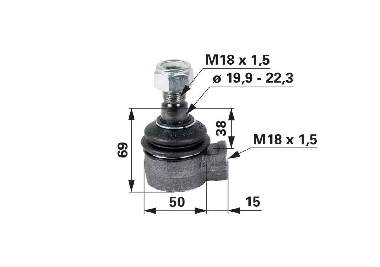 Kugelgelenk M18 x 1,5 Außengewinde M18 x 1,5 GartenShop24 - Hochwertige Gartengeräte