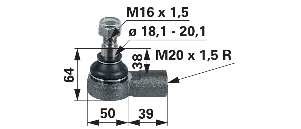 Kugelgelenk M20 x 1,5 R passend zu Steyr GartenShop24 - Hochwertige Gartengeräte