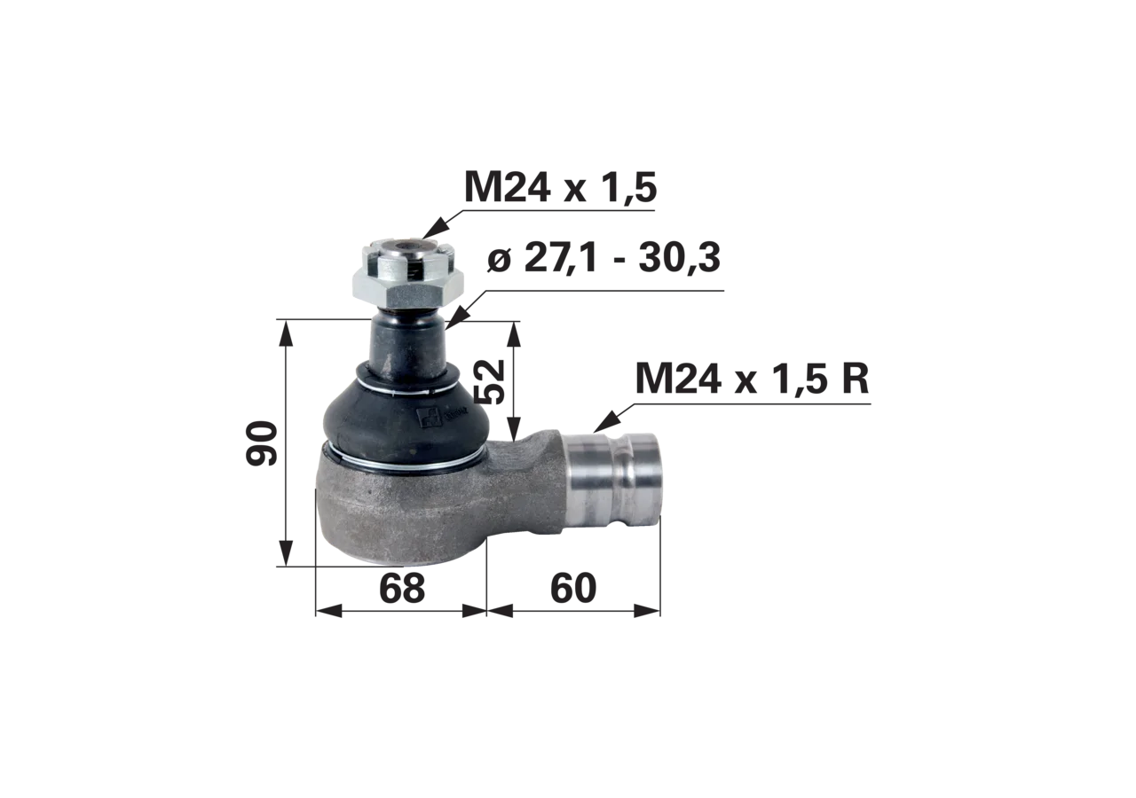 Kugelgelenk M24 x 1,5 IG für Lenkzylinder anstelle von Steyr 1397470156 GartenShop24 - Hochwertige Gartengeräte
