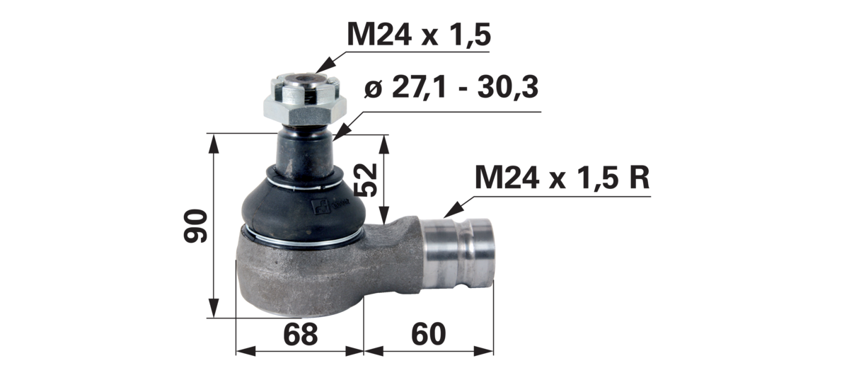 Kugelgelenk M24 x 1,5 IG für Lenkzylinder anstelle von Steyr 1397470156 GartenShop24 - Hochwertige Gartengeräte