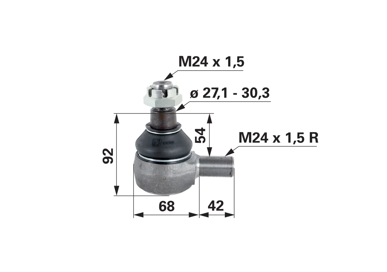 Kugelgelenk M24 x 1,5 für Lenkzylinder, anstelle von Steyr 1397470155 GartenShop24 - Hochwertige Gartengeräte