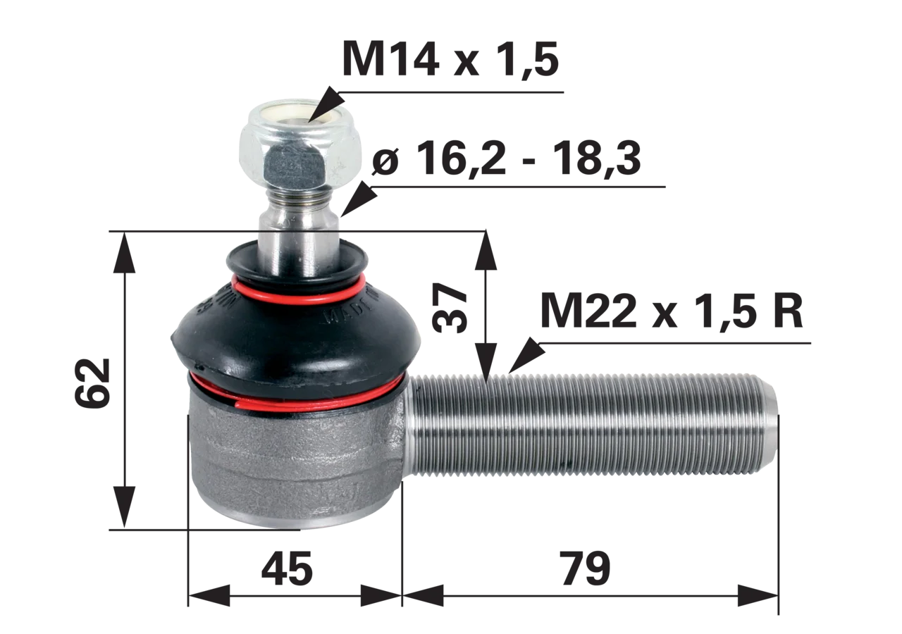 Kugelgelenk M22 x 1,5 GartenShop24 - Hochwertige Gartengeräte