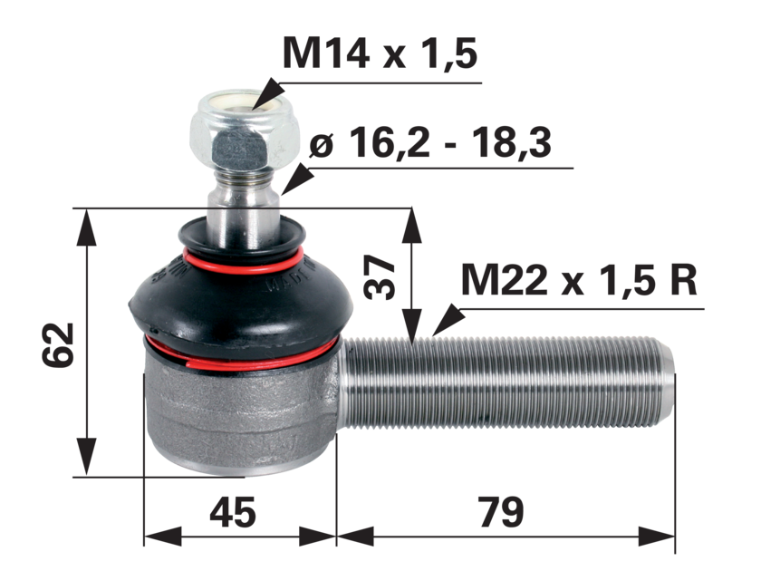 Kugelgelenk M22 x 1,5 GartenShop24 - Hochwertige Gartengeräte