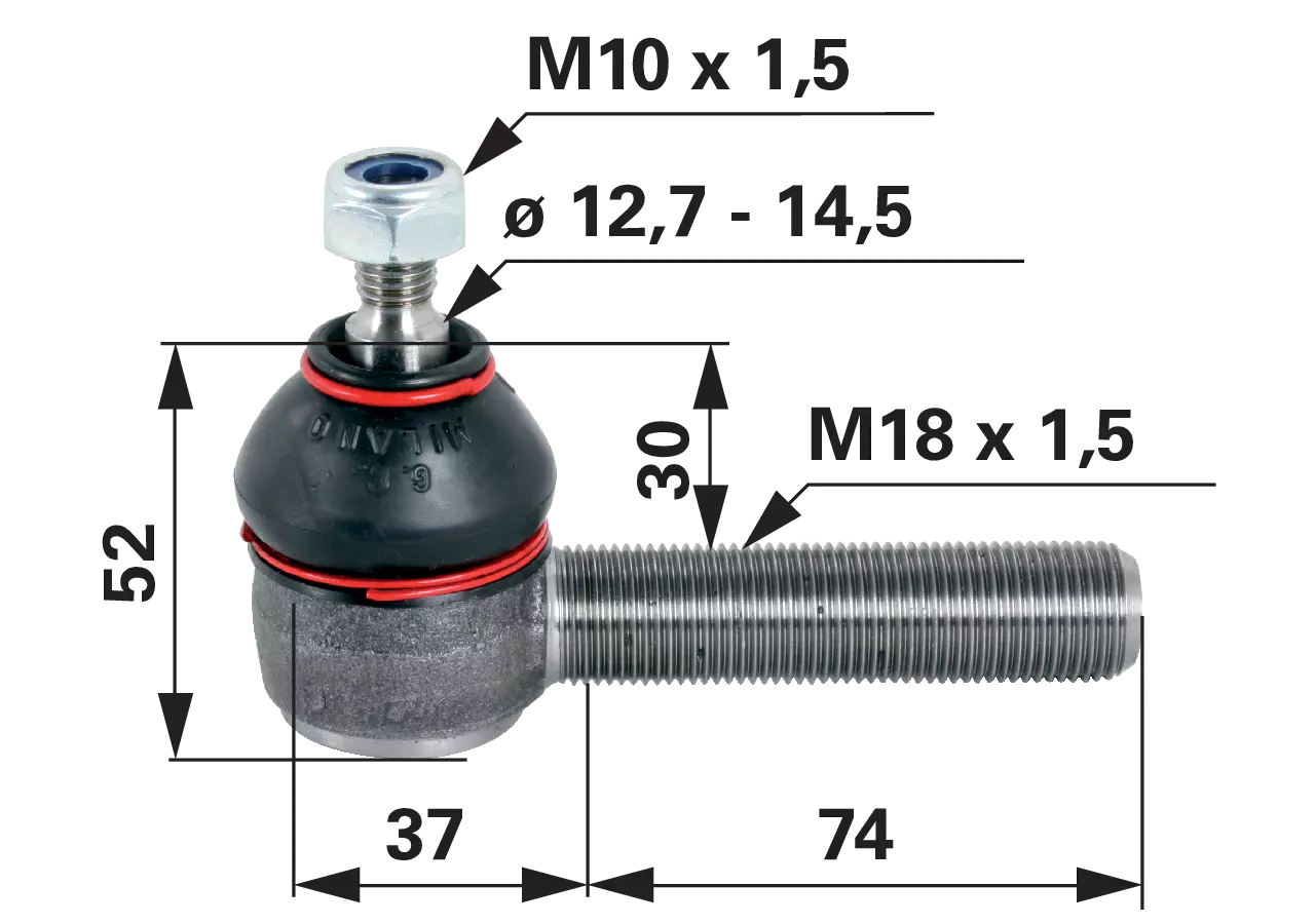 Kugelgelenk M18 x 1,5 Außengewinde 2 (G2) M10 x 1,5 GartenShop24 - Hochwertige Gartengeräte