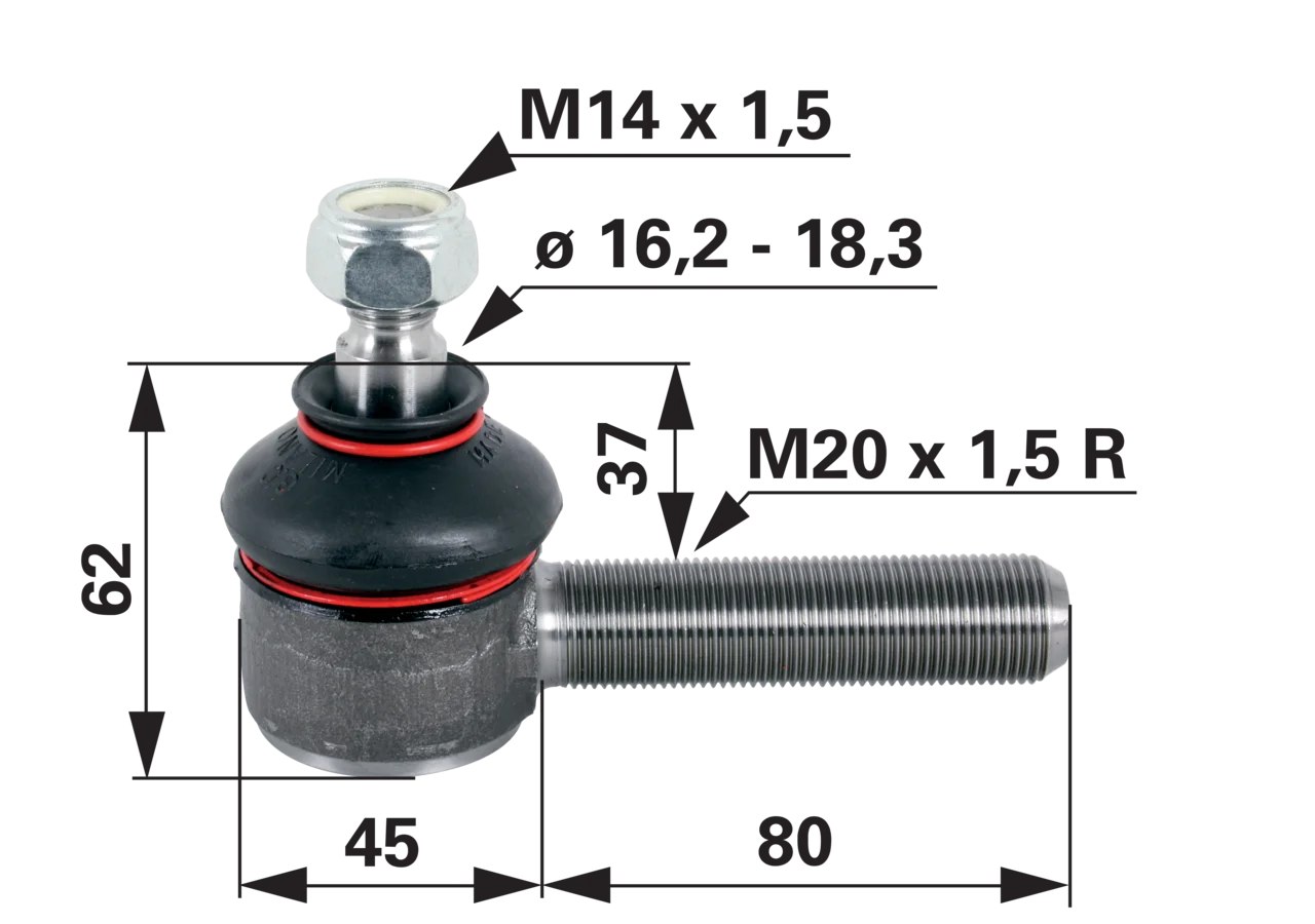 Kugelgelenk M20 x 1,5 / M14 x 1,5 GartenShop24 - Hochwertige Gartengeräte