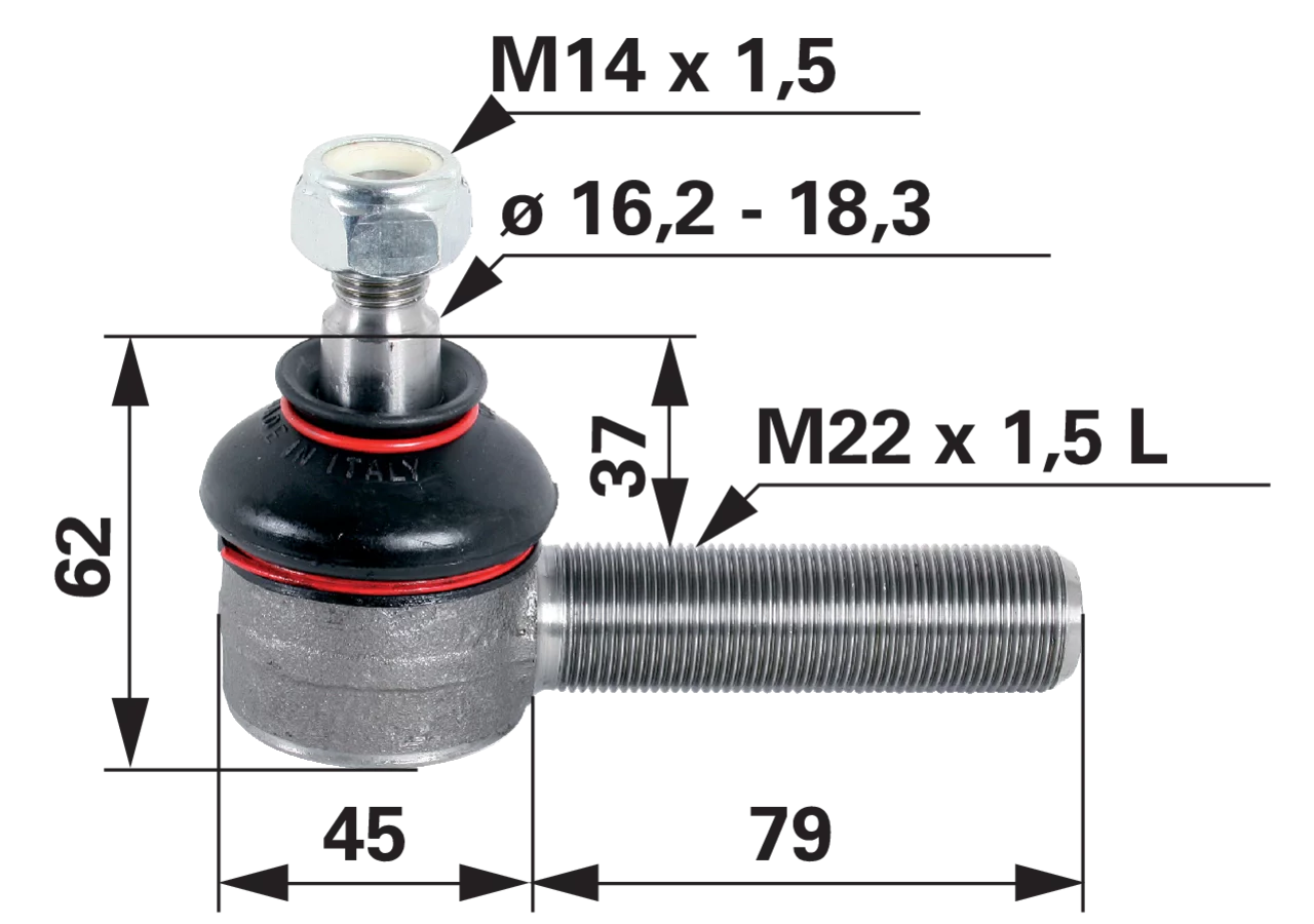 Kugelgelenk M22 x 1,5 L GartenShop24 - Hochwertige Gartengeräte