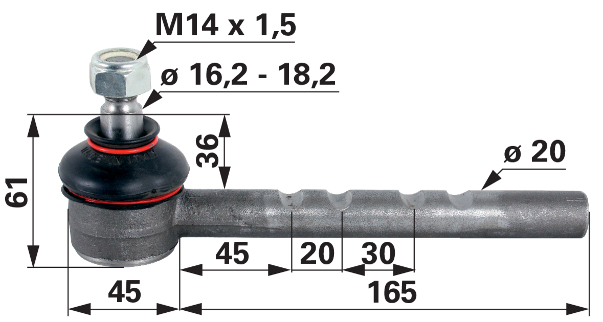 Kugelgelenk M14 x 1,5 anstelle von Steyr 1292430738 GartenShop24 - Hochwertige Gartengeräte