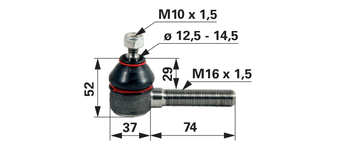 Kugelgelenk M16 x 1,5 anstelle von Deutz-Fahr 02381195 GartenShop24 - Hochwertige Gartengeräte