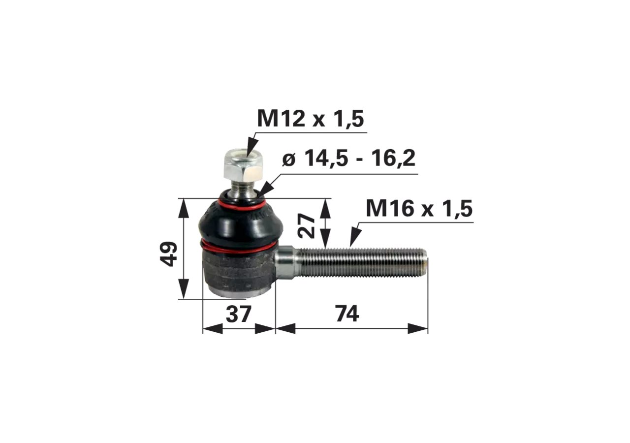 Kugelgelenk M16 x 1,5 anstelle von Deutz-Fahr 02372885 GartenShop24 - Hochwertige Gartengeräte