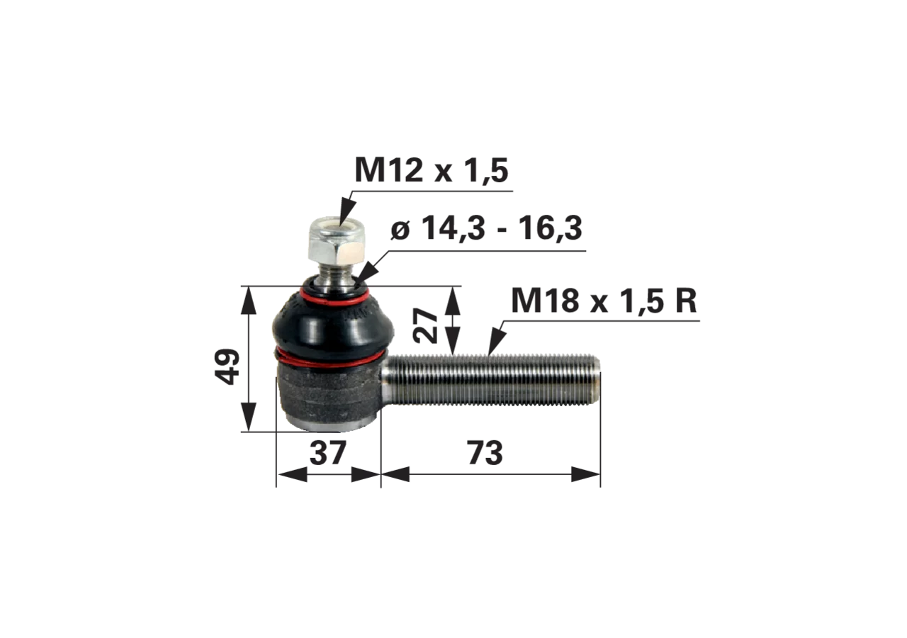 Kugelgelenk M18 x 1,5 Außengewinde 2 (G2) M12 x 1,5 GartenShop24 - Hochwertige Gartengeräte