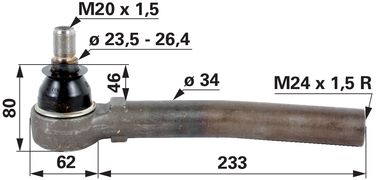 Kugelgelenk M24 x 1,5 IG anstelle von Steyr 1-33-743-015 GartenShop24 - Hochwertige Gartengeräte