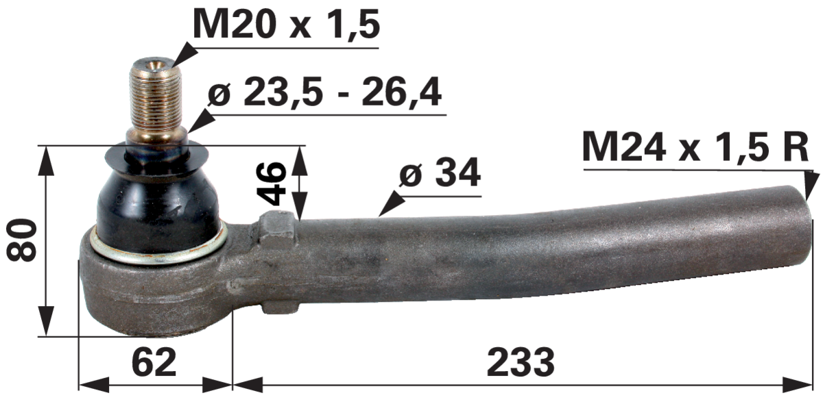 Kugelgelenk M24 x 1,5 IG anstelle von Steyr 1-33-743-014 GartenShop24 - Hochwertige Gartengeräte