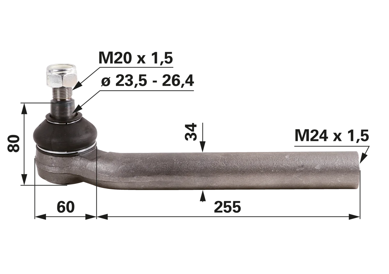 Kugelgelenk M24 x 1,5 IG Länge 315 mm GartenShop24 - Hochwertige Gartengeräte