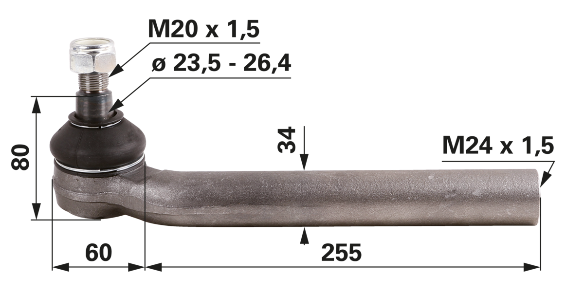 Kugelgelenk M24 x 1,5 IG Länge 315 mm GartenShop24 - Hochwertige Gartengeräte
