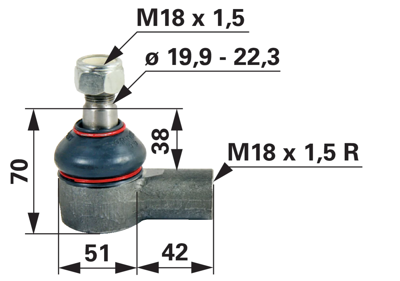 Kugelgelenk M18 x 1,5 IG anstelle von Fendt F150403090040 GartenShop24 - Hochwertige Gartengeräte