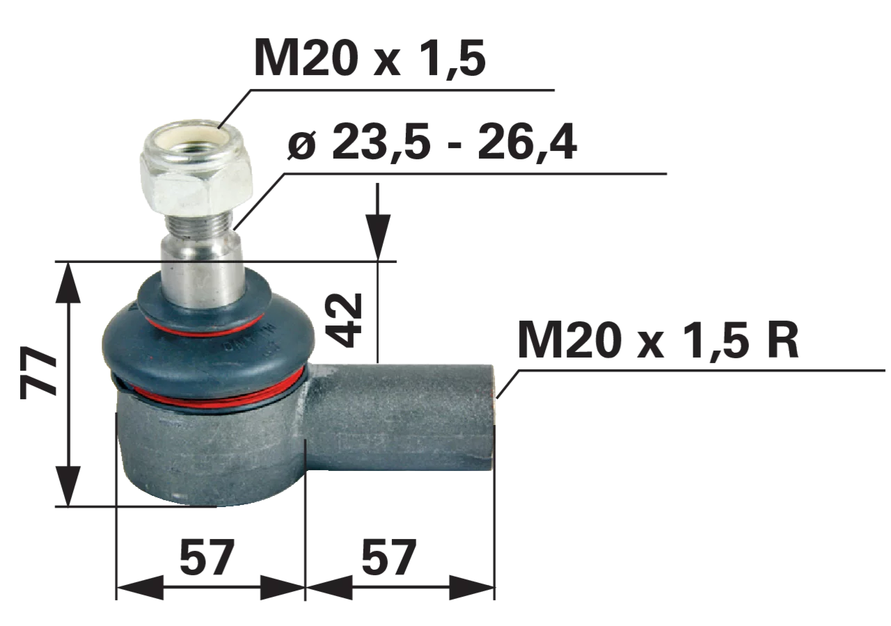 Kugelgelenk M20 x 1,5 IG GartenShop24 - Hochwertige Gartengeräte