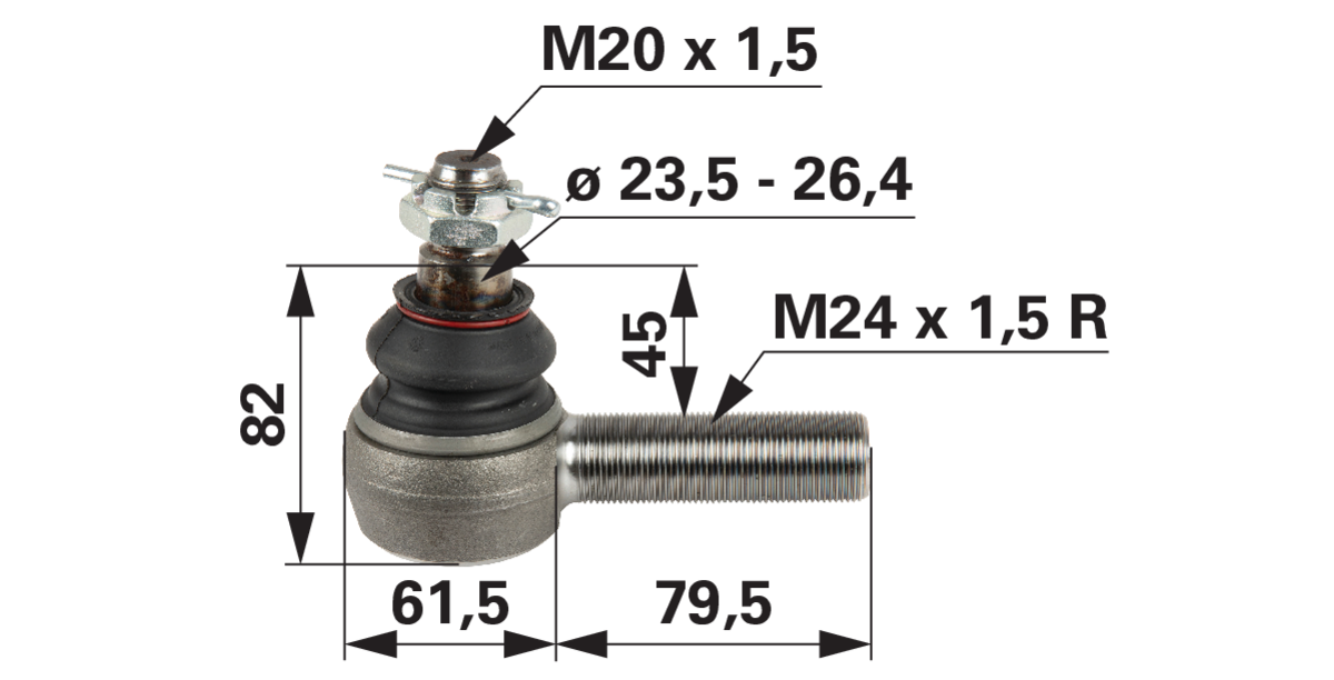 Kugelgelenk M24 x 1,5 Außengewinde 2 (G2) M20 x 1,5 GartenShop24 - Hochwertige Gartengeräte