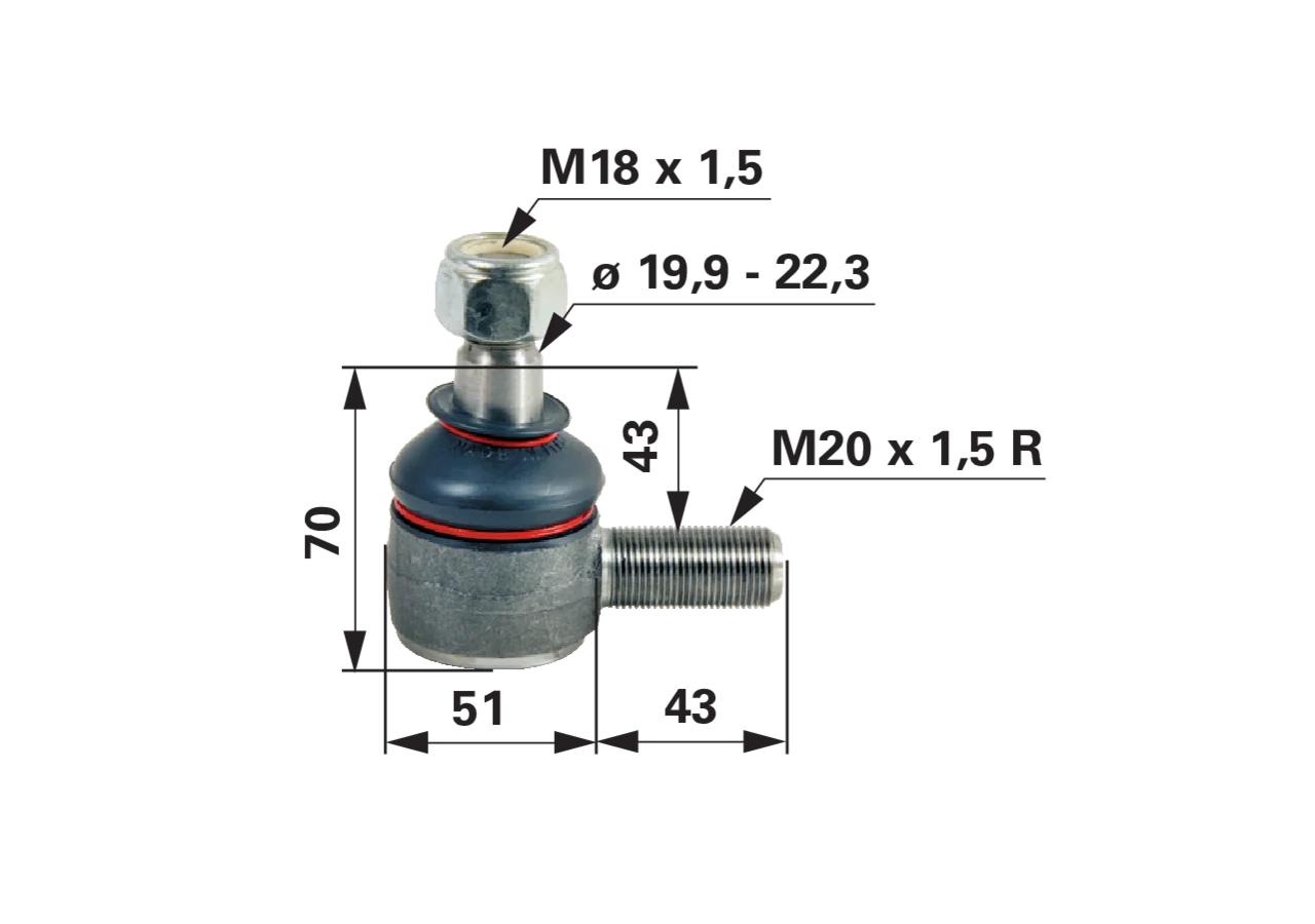 Kugelgelenk M20 x 1,5 R / M18 x 1,5 GartenShop24 - Hochwertige Gartengeräte