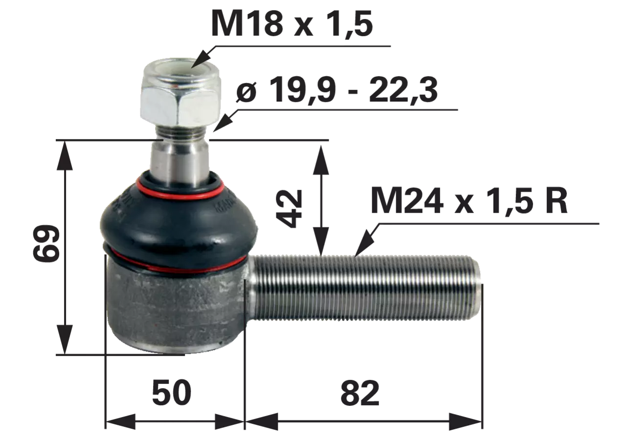 Kugelgelenk M24 x 1,5 R / M18 x 1,5 GartenShop24 - Hochwertige Gartengeräte