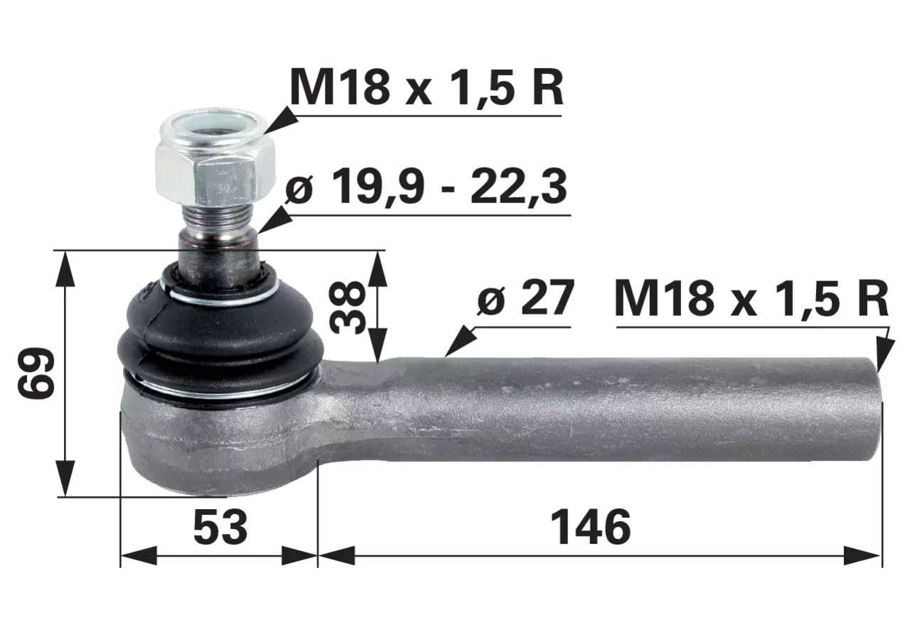 Kugelgelenk M18 x 1,5 IG Außengewinde M18 x 1,5 R GartenShop24 - Hochwertige Gartengeräte