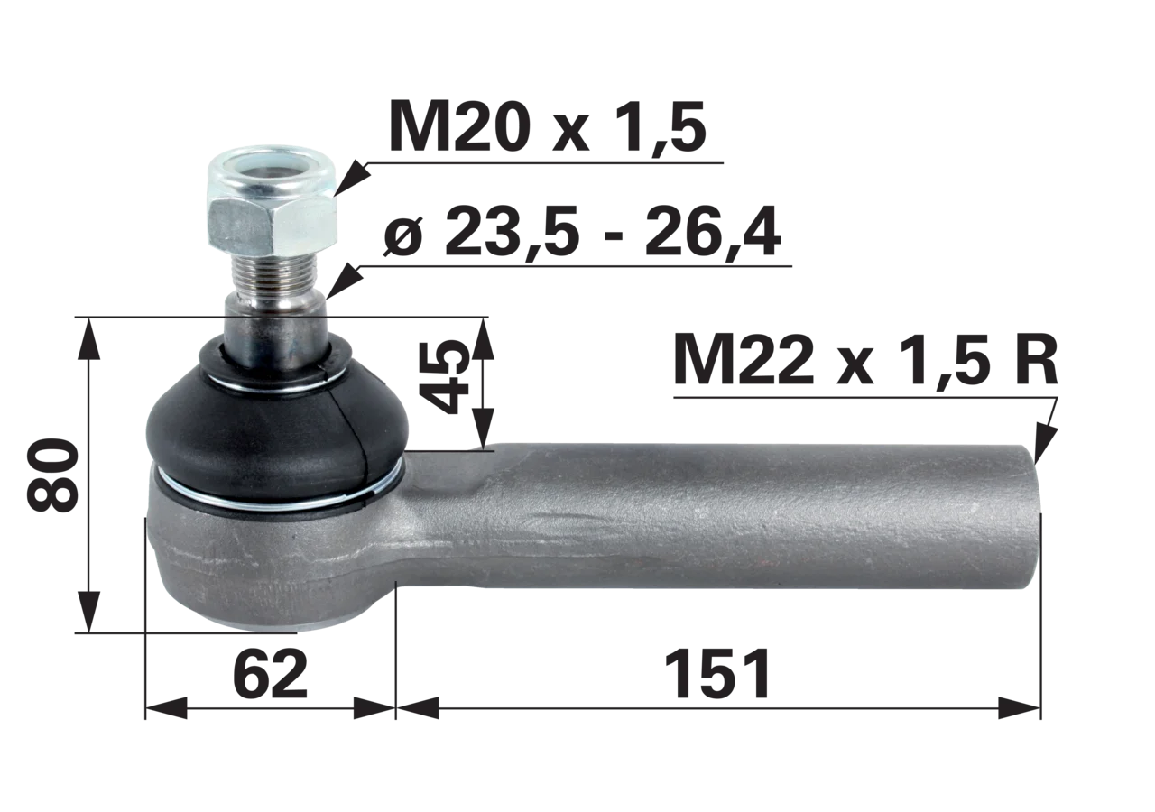 Kugelgelenk M22 x 1,5 IG anstelle von Steyr 1-33-743-010 GartenShop24 - Hochwertige Gartengeräte