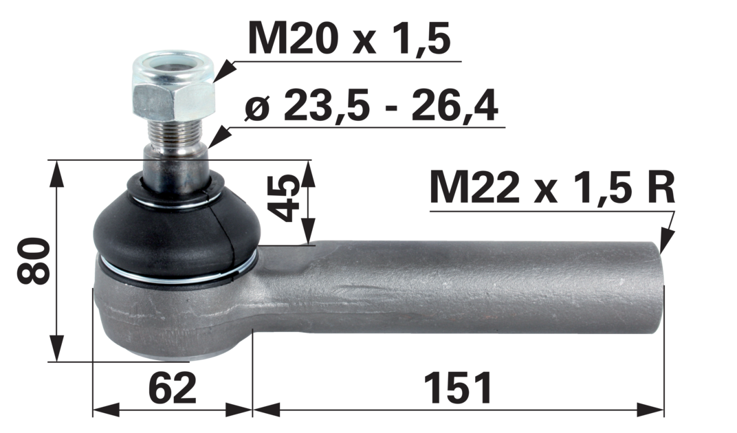 Kugelgelenk M22 x 1,5 IG anstelle von Steyr 1-33-743-010 GartenShop24 - Hochwertige Gartengeräte