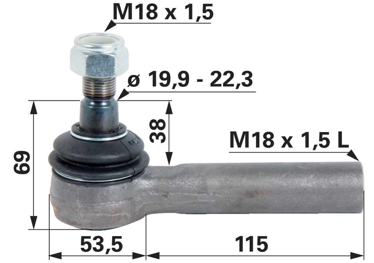 Kugelgelenk M18 x 1,5 links IG anstelle von Steyr 1-33-743-601 GartenShop24 - Hochwertige Gartengeräte