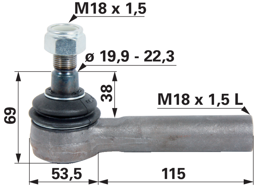 Kugelgelenk M18 x 1,5 links IG anstelle von Steyr 1-33-743-601 GartenShop24 - Hochwertige Gartengeräte