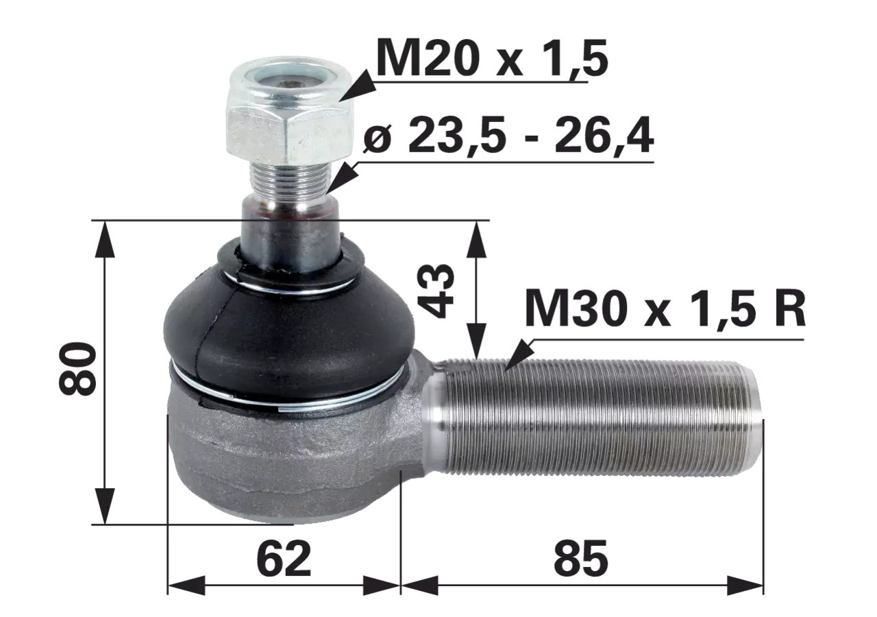 Kugelgelenk für Spurstange M30 x 1,5 GartenShop24 - Hochwertige Gartengeräte