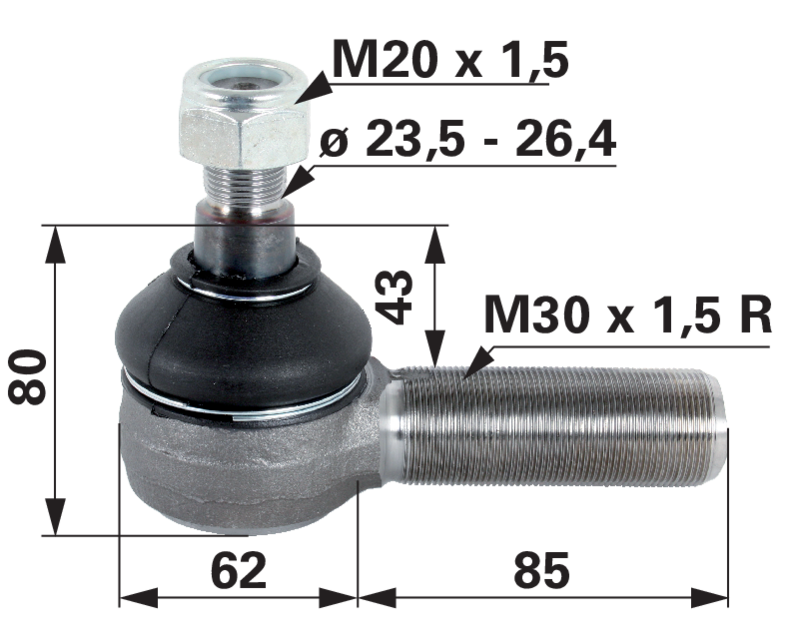 Kugelgelenk für Spurstange M30 x 1,5 GartenShop24 - Hochwertige Gartengeräte