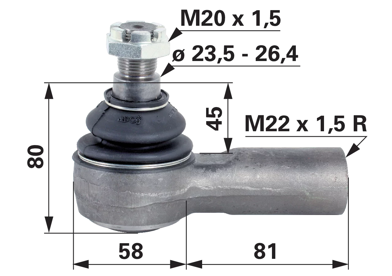 Kugelgelenk M22 x 1,5 anstelle von Steyr 1-33-743-002 GartenShop24 - Hochwertige Gartengeräte