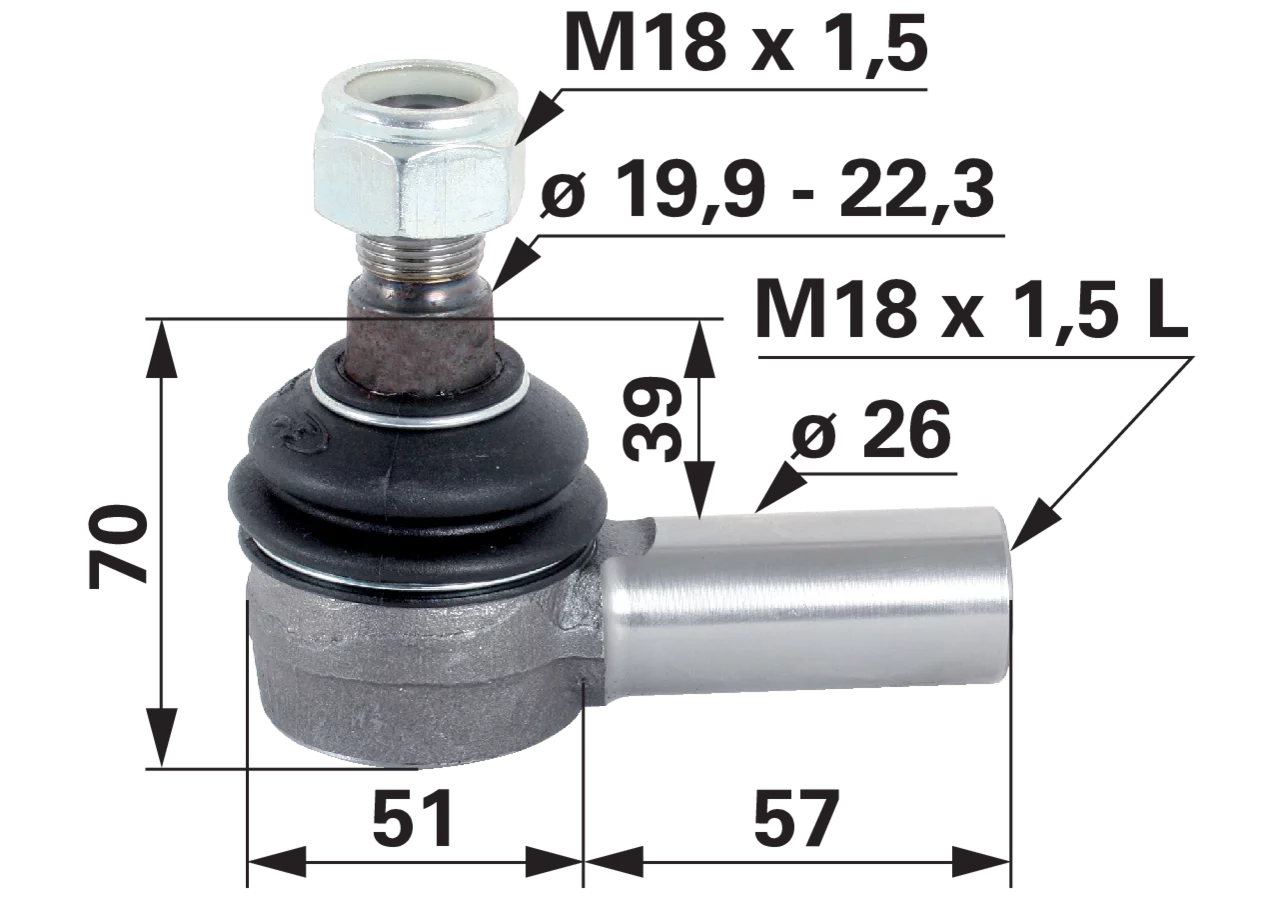 Kugelgelenk M18 x 1,5 links IG anstelle von Steyr 1-33-741-674 GartenShop24 - Hochwertige Gartengeräte