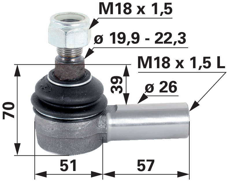 Kugelgelenk M18 x 1,5 links IG anstelle von Steyr 1-33-741-674 GartenShop24 - Hochwertige Gartengeräte