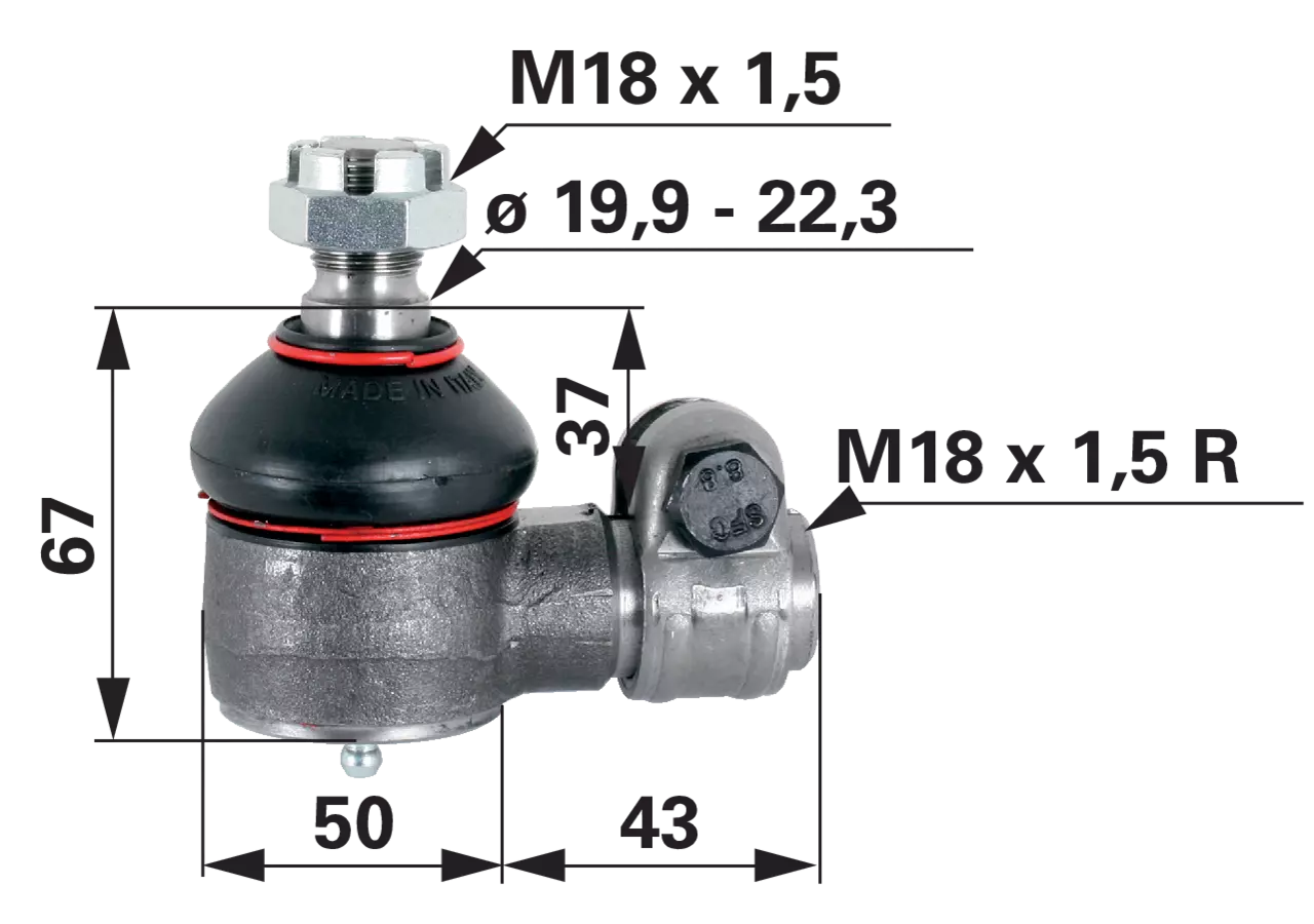 Kugelgelenk M18 x 1,5 IG für Lenkzylinder anstelle von Steyr 1397470176 GartenShop24 - Hochwertige Gartengeräte