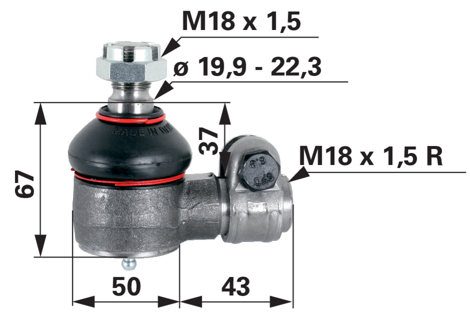 Kugelgelenk M18 x 1,5 IG für Lenkzylinder anstelle von Steyr 1397470176 GartenShop24 - Hochwertige Gartengeräte