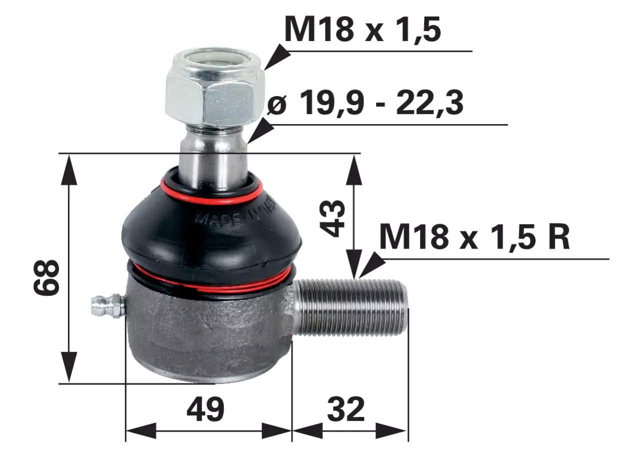 Kugelgelenk M18 x 1,5 anstelle von Steyr 1397470758 GartenShop24 - Hochwertige Gartengeräte