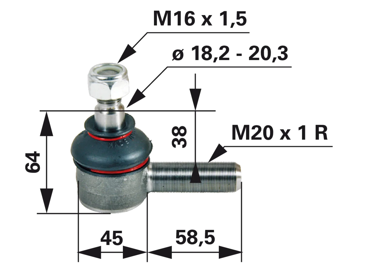 Kugelgelenk M20 x 1 für Spurstange 2WD GartenShop24 - Hochwertige Gartengeräte