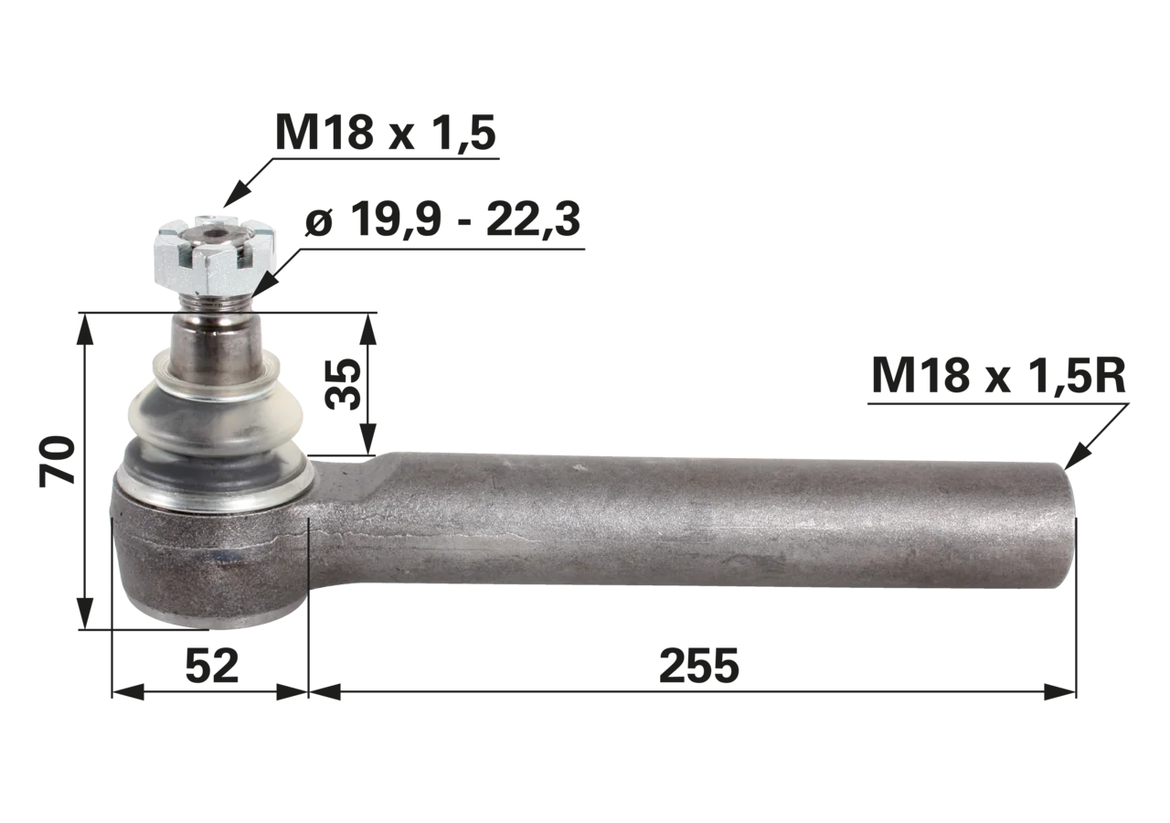 Kugelgelenk M18 x 1,5 IG Länge 307 mm GartenShop24 - Hochwertige Gartengeräte