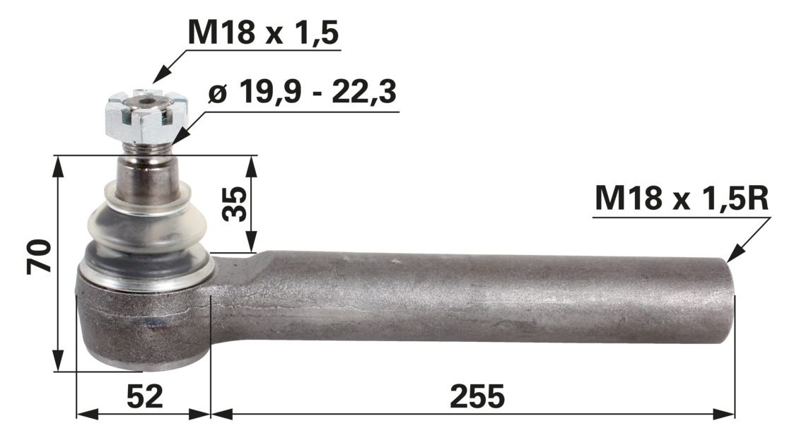 Kugelgelenk M18 x 1,5 IG Länge 307 mm GartenShop24 - Hochwertige Gartengeräte