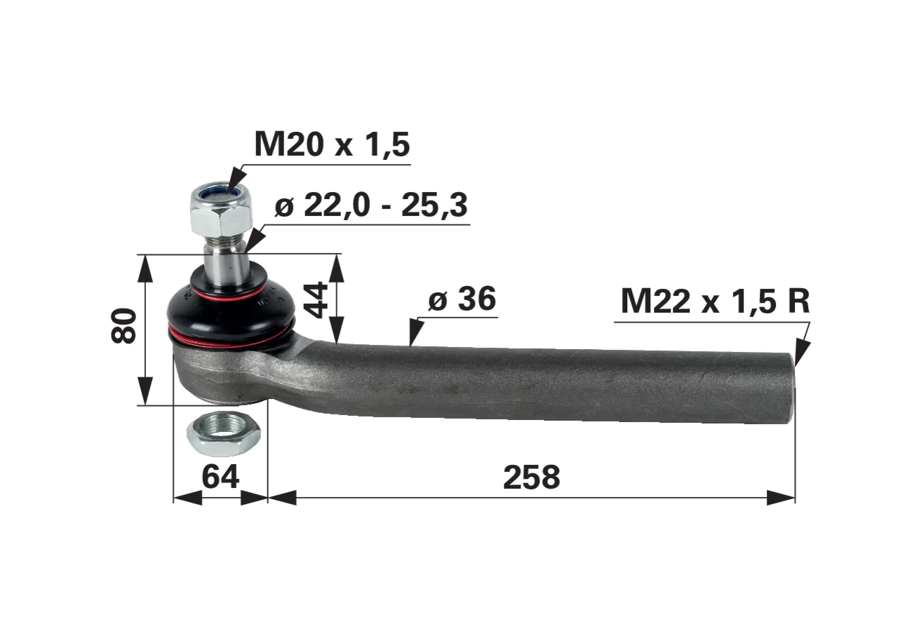 Kugelgelenk M22 x 1,5 IG Links anstelle von John Deere AL110957 GartenShop24 - Hochwertige Gartengeräte