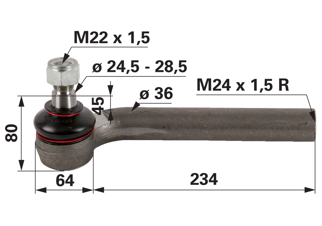 Kugelgelenk M24 x 1,5 IG anstelle von John Deere AL110886 GartenShop24 - Hochwertige Gartengeräte